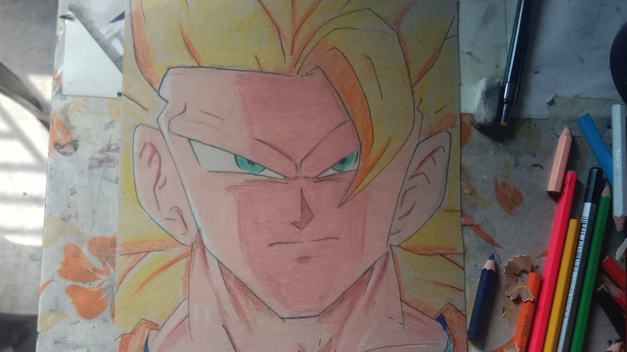 How to draw Goku with colour pencils||Goku drawing easy||step by step