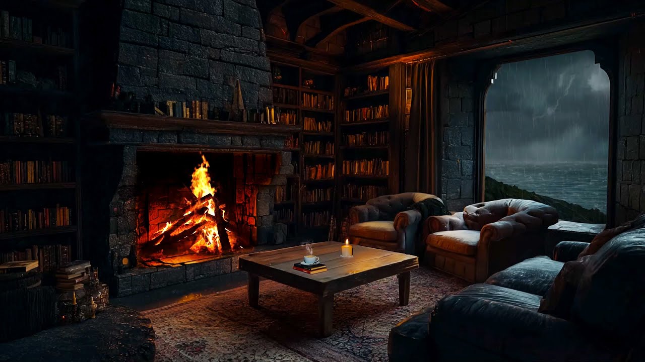 Thunder Night Cabin | Whispering Rain Crackling Fire for Deep Inner Calm – Restore Harmony