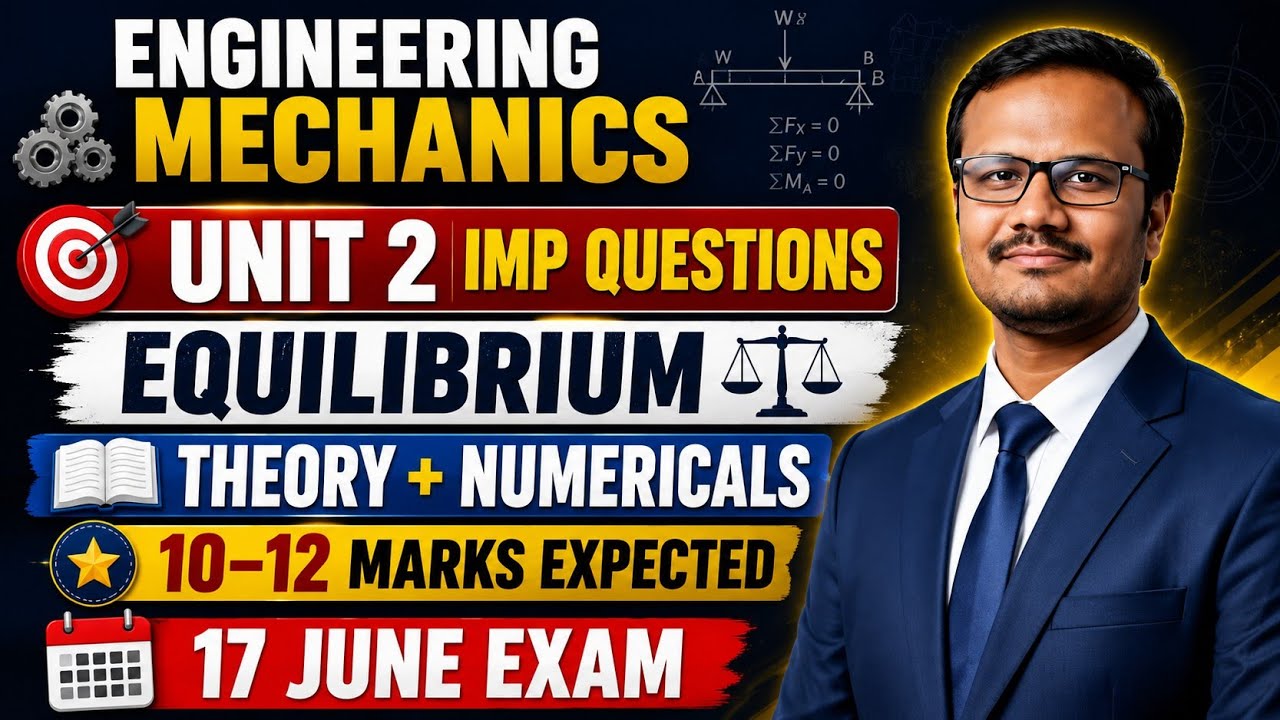 Engineering Mechanics 2026 Important Questions | Equilibrium | SPPU PYQ