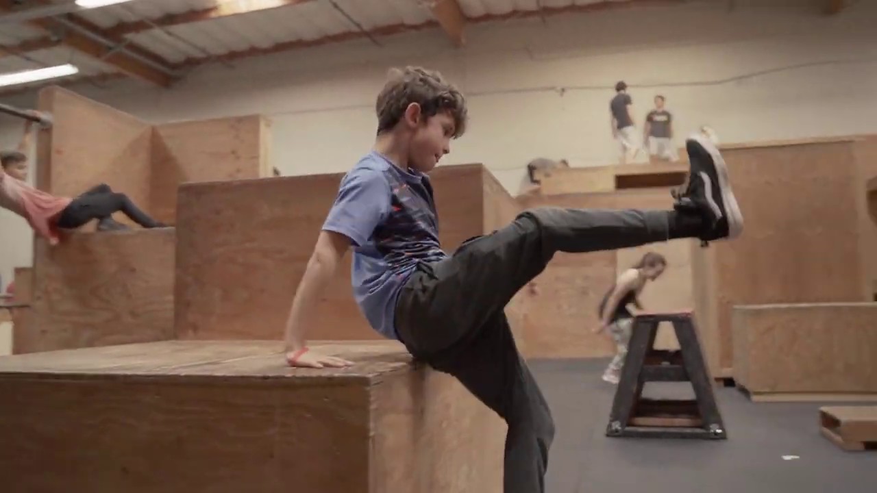 Parkour kids leveling up in the gym!