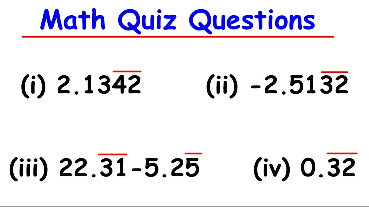Math Quiz Questions 2026 | Rational Numbers