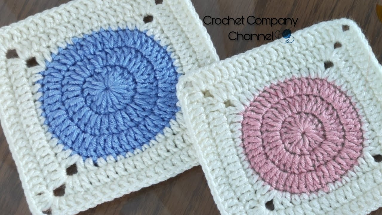 كروشيه وحده مربعه بدائره فى المنتصف _ granny square