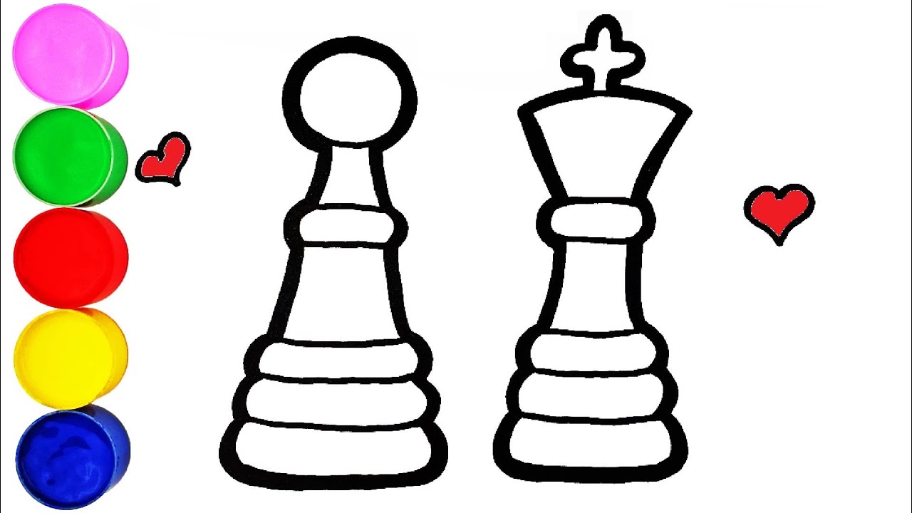 Schachfiguren Zeichnen und Malen f&uuml;r Kinder