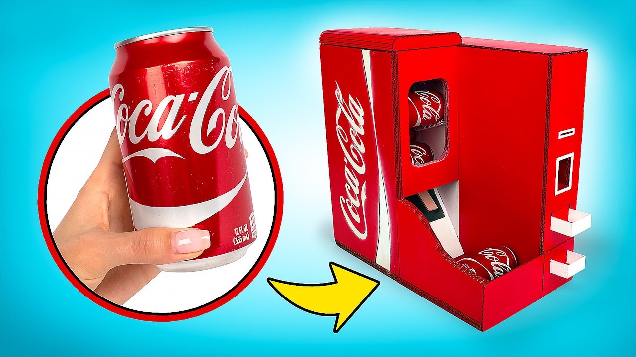 Selbstgemachter Coca-Cola-Automat aus Pappe 🥤