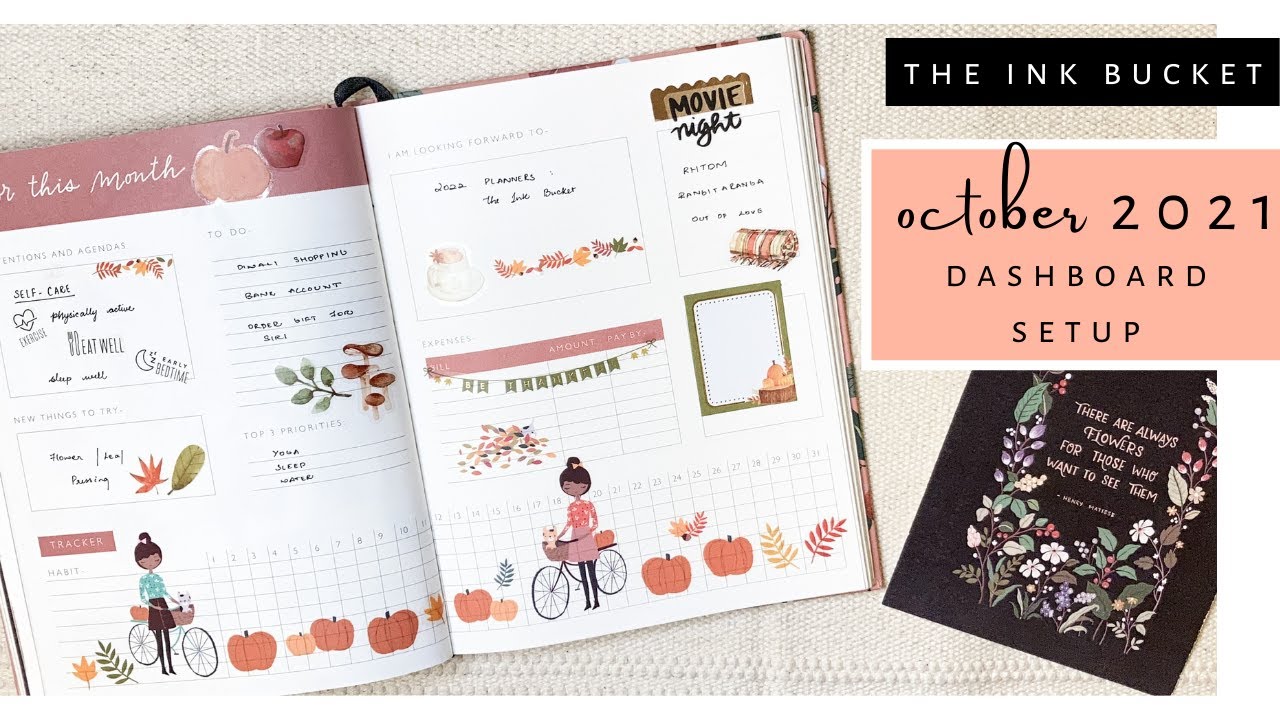 October 2021 Monthly Dashboard Setup | The Ink Bucket Planner | Sanjana Raj