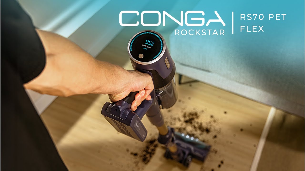 Aspirador vertical BLDC Conga Rockstar RS70 Pet Flex X-Treme, 500 W e 150 AW de potência de sucção