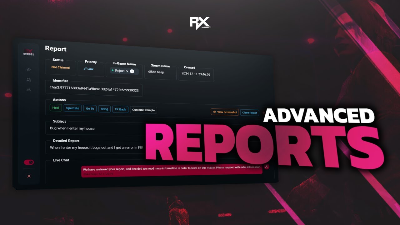 Advanced Reports - FiveM Script (ESX, QBCORE & QBOX)