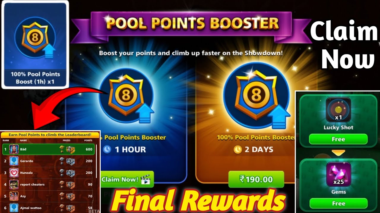 New Pool Points Booster Update | Final Rewards + Free Gems & Lucky Shot #8ballpool #8poolweaver 