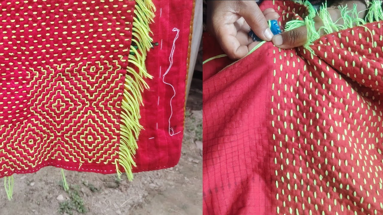 নতুন ডিজাইনের নকশীকাঁথা ||সজনী নকশীকাঁথা সেলাই ||সহজ নিয়মে নকশীকাঁথা সেলাই শিখুন 