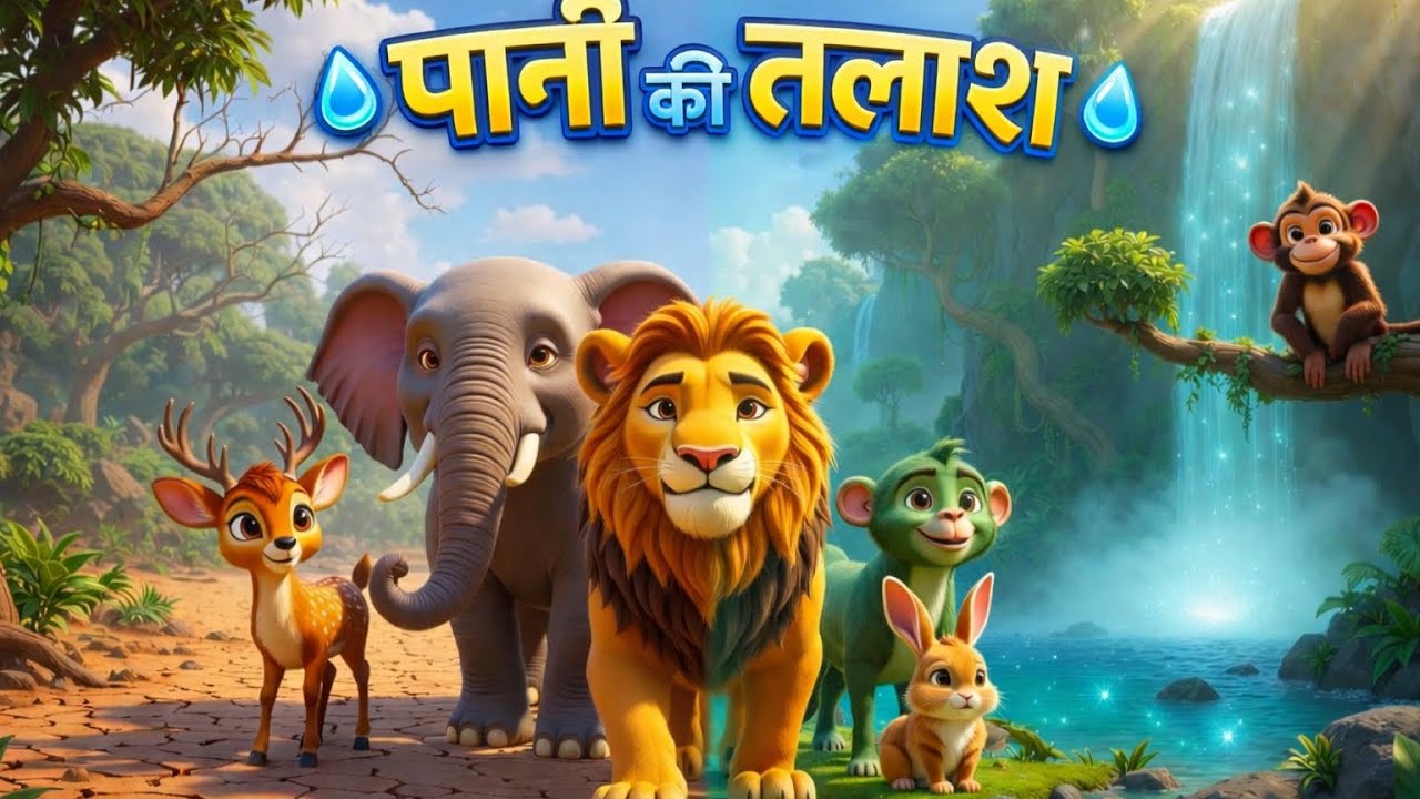 प्यासा जंगल और पानी की तलाश | Emotional 3D Jungle Cartoon Story 💧#Hindi Moral Story 😭 #2026