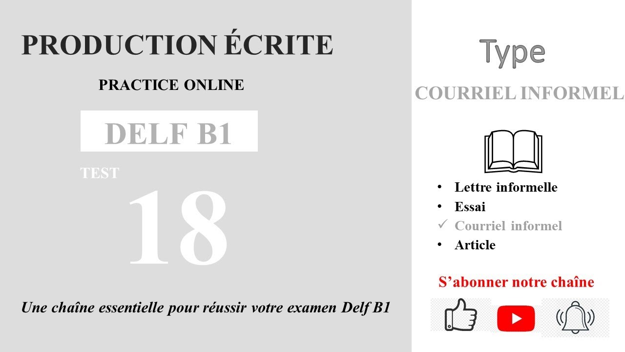 DELF B1 - Production écrite [Test 18] - 