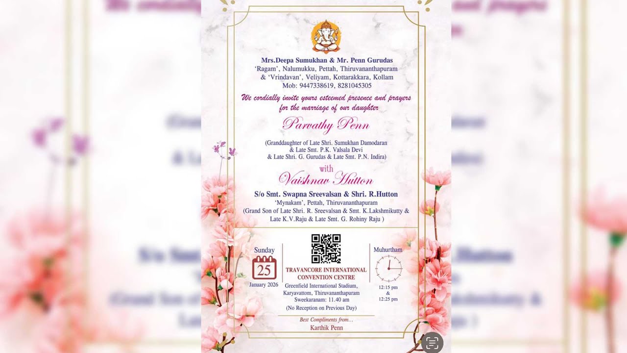 PARVATHY PENN WEDS VAISHNAV HUTTON