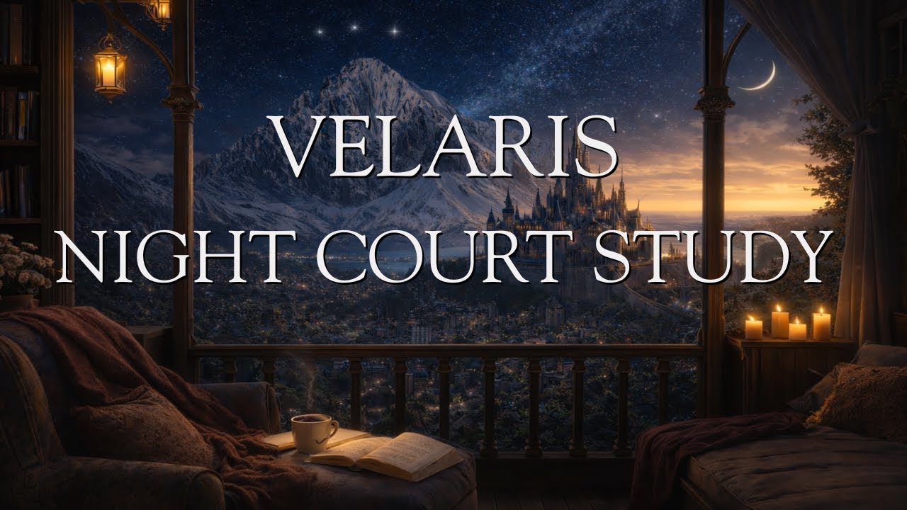 Velaris City Library | Night Court Study Ambience | 8 Hour Romantasy Reading | Dark Academia Focus