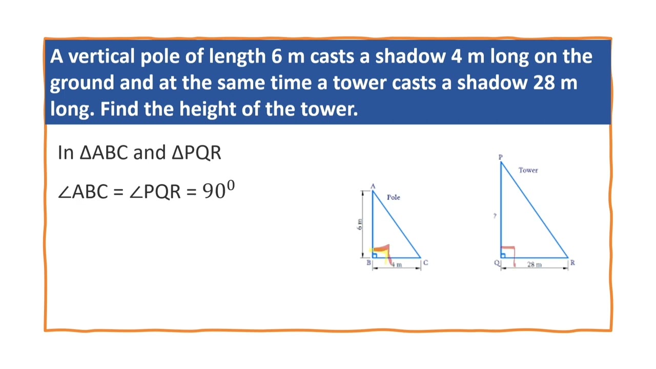 A vertical pole of length 6 m casts a shadow 4 m long on the ground and at the same time a