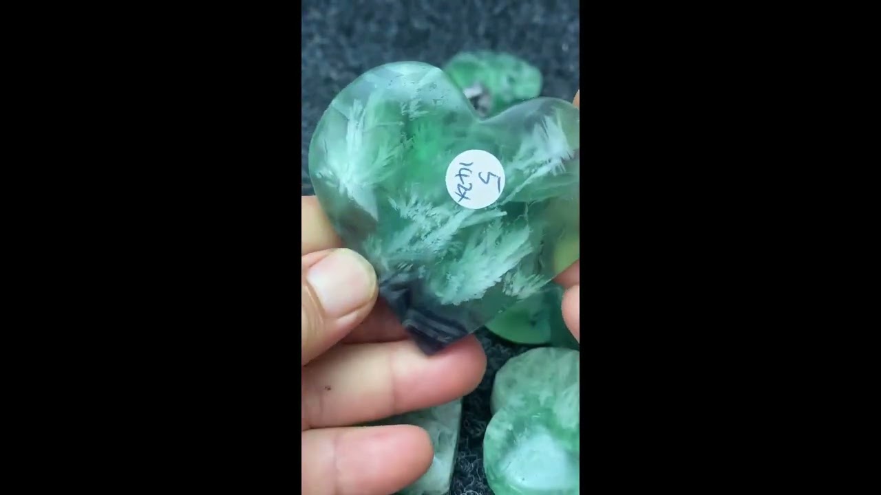 Natural Rare Feather Fluorite Hand Polished Crystal Heart Shape Polished