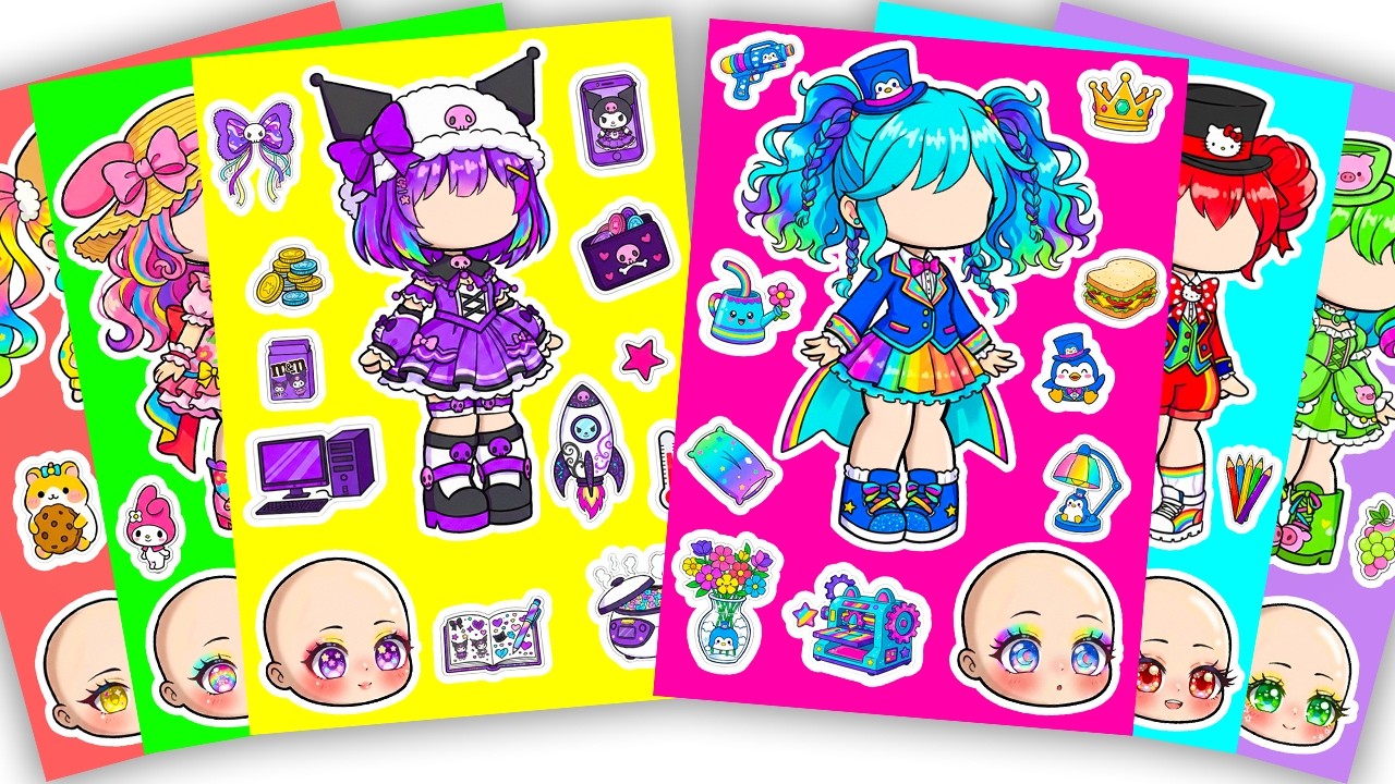 🌈Paper DIY🌈 Cute Sanrio X Gacha Sticker Book #Cinnamoroll #Kuromi #Melody #paperdiy #asmr #gachalife