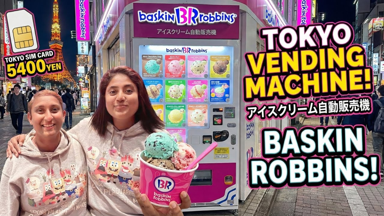 🇯🇵 Japan Vending Machine: Baskin Robbins Ice Cream! 🍦 + Tourist SIM Info (Tamil Vlog)
