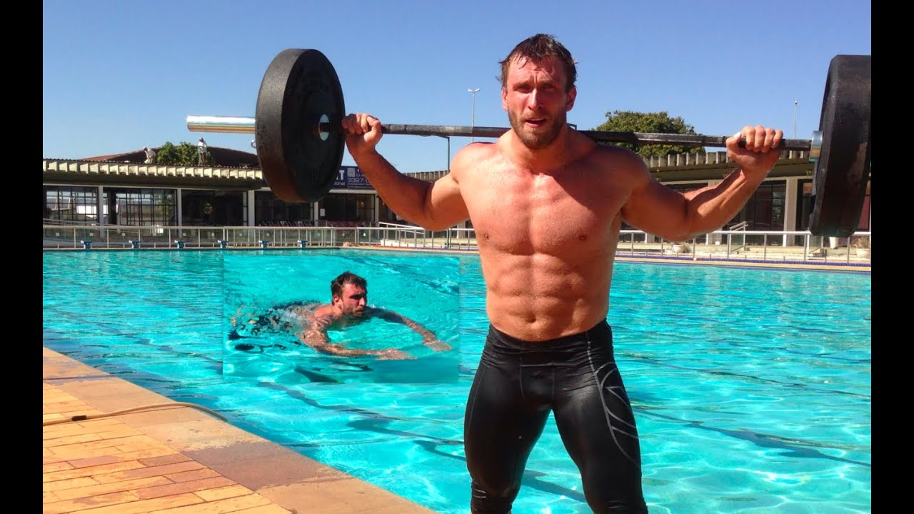 Dmitry Klokov - Swim + press snatch grip behind the neck x 3 rounds