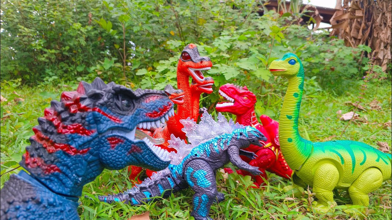 Dinosaurus Jurassic World Dominion: t-rex/ Brachiosaurus/ Brontosaurus/ monster kepala tiga/Godzilla