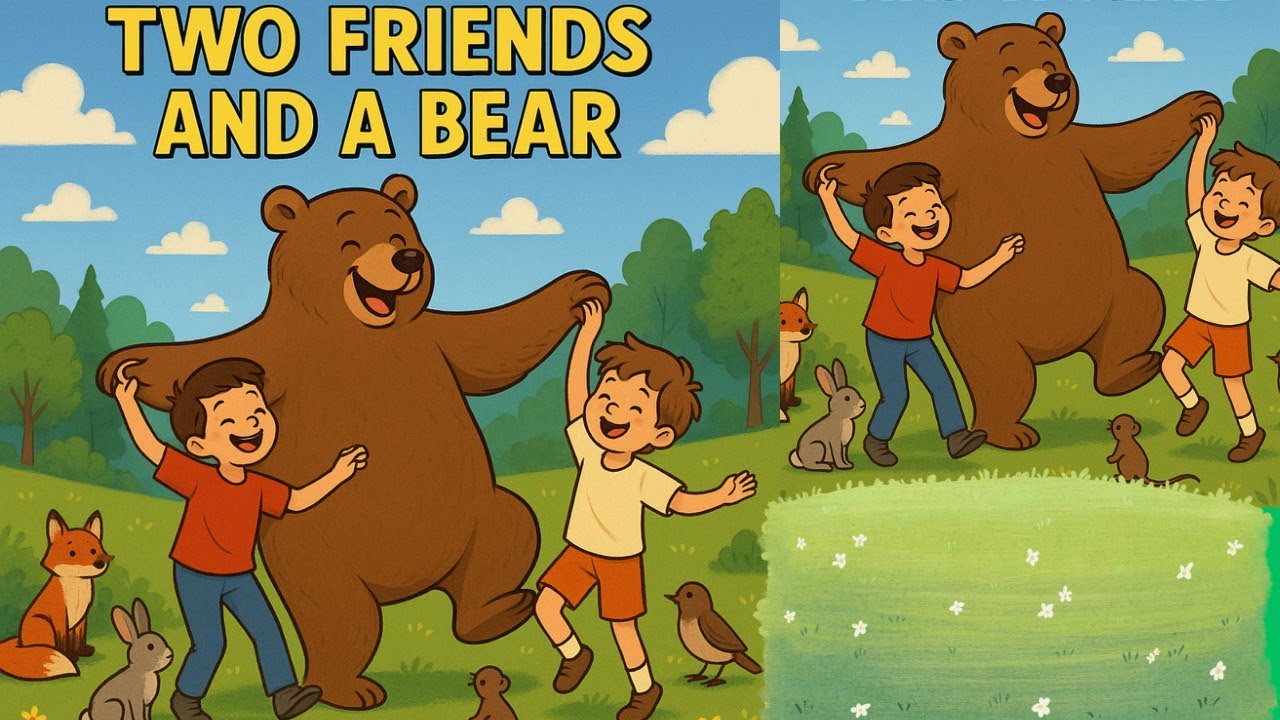 Two Friends and the Bear 🐻 | Moral English Story | Nursery Rhymes | Bear Story