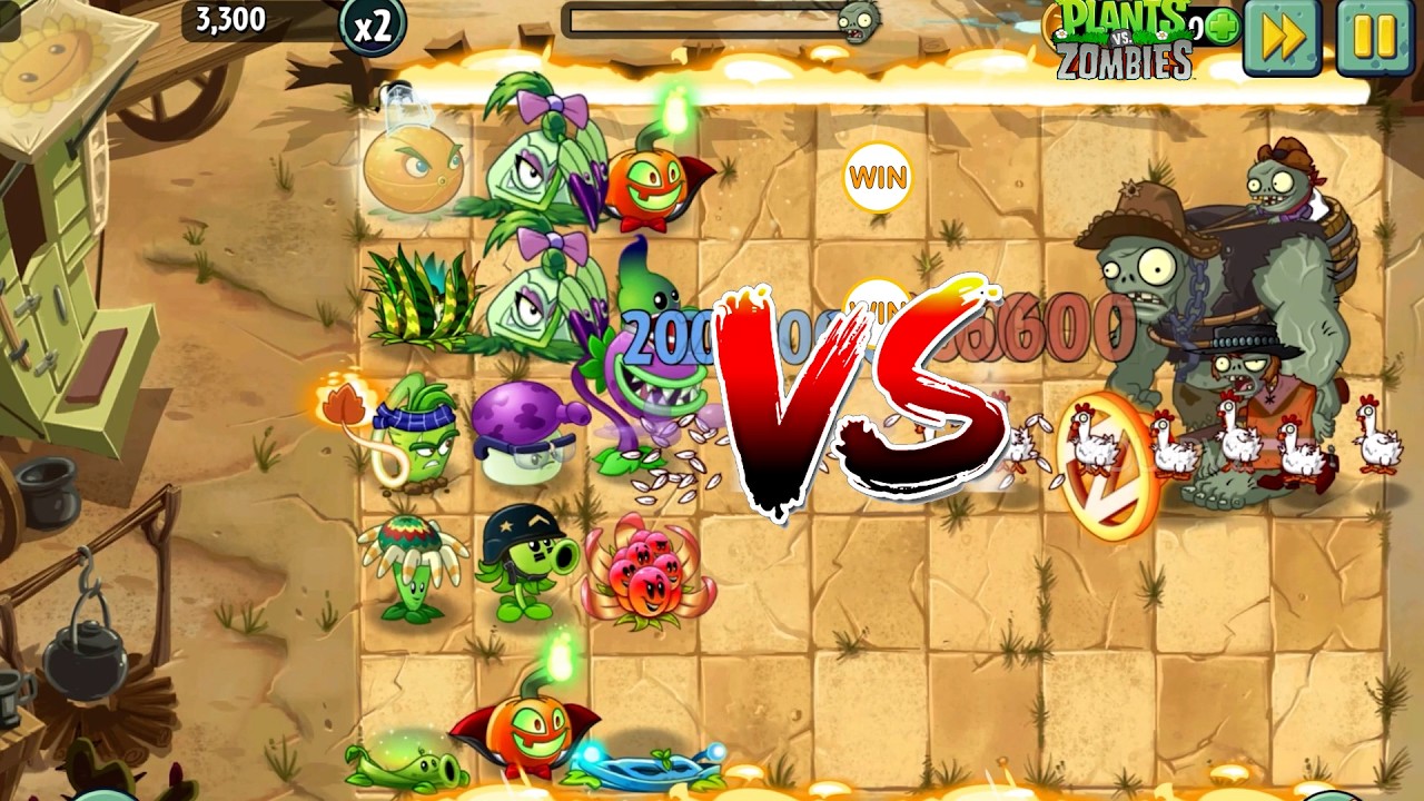 PVZ 2 - Random 5 Plants Team Vs Chicken & Gagantuar  Zombies - Who wins ? #pvzgameplay