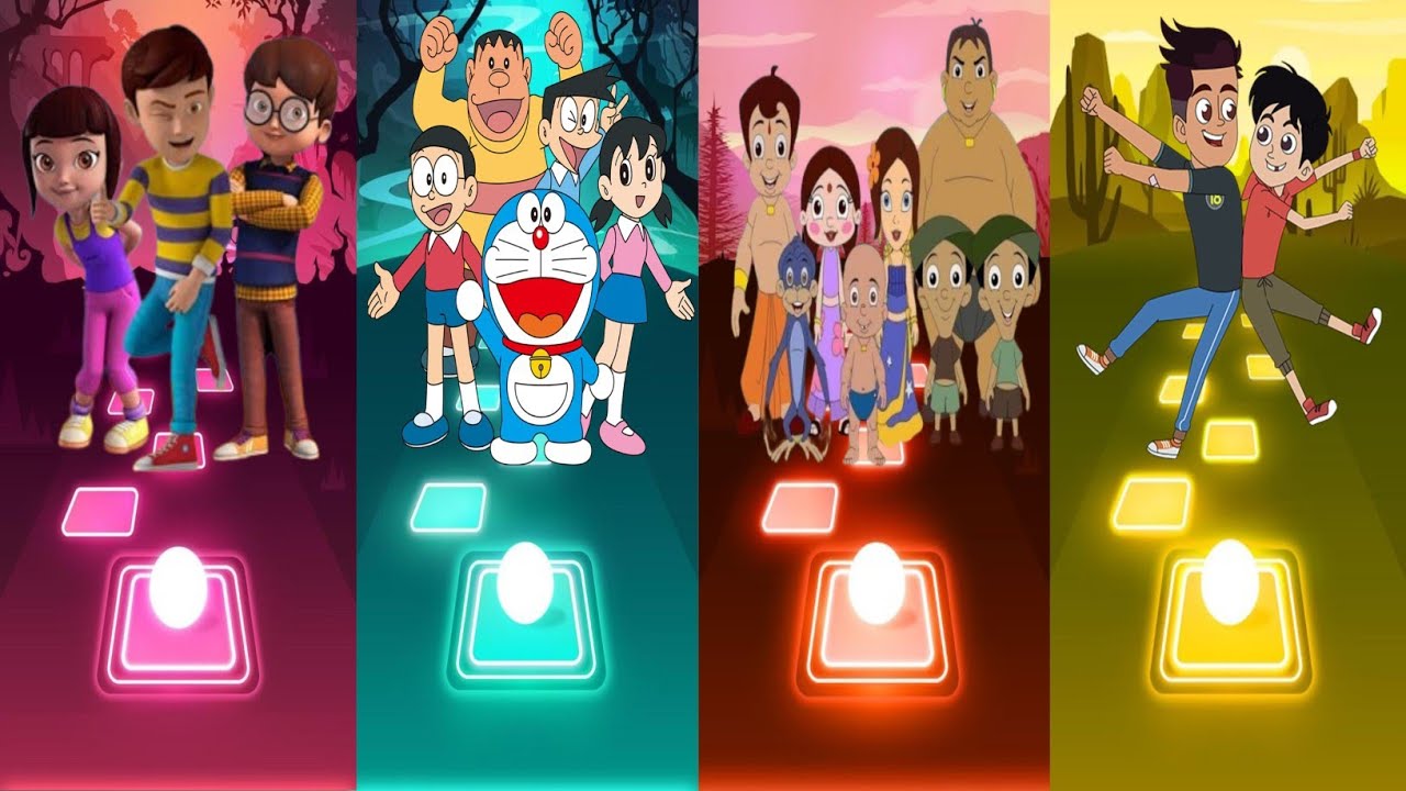 Rudra Vs Doraemon Vs Chhota Bheem Vs Chikoo and Bunty (New Video) - Tiles Hop EDM Rush