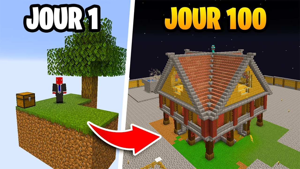 J'ai survécu 100 jours en Skyblock sur Minecraft Hardcore.