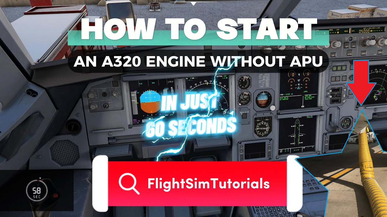 How to start an A320 engine without APU. (Part 1: Air Start Unit)  ... explained in 60 seconds. [EN]