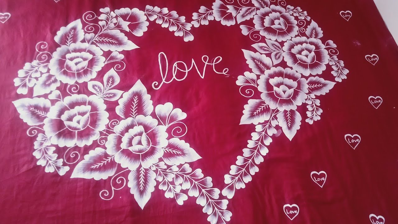 Amazing Bedsheet Painting 🖌️🎨 design Handmade// Chadar ka new design 🌹🌺