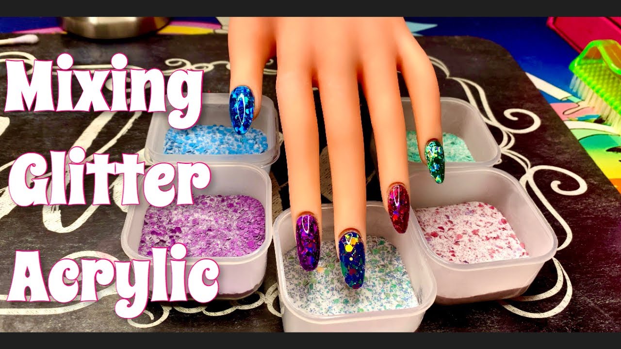 Mixing Glitter Acrylic | How to Mix Glitter With Acrylic Powder and Application