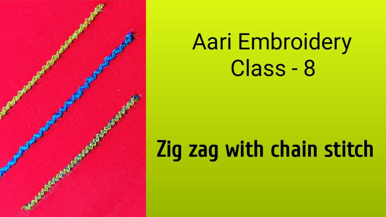 Aari Embroidery Class 8 || Zigzag with chain stitch|| Aari beginners class in tamil with english sub