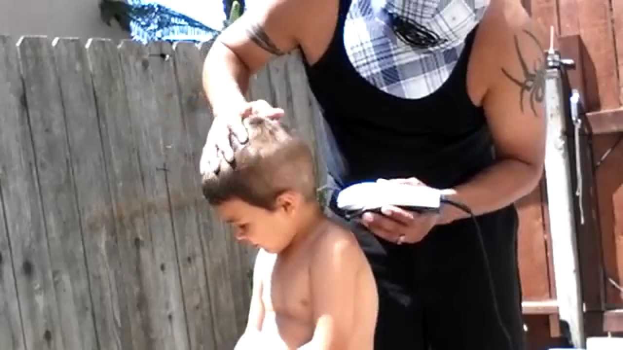 Shaving Calebs head