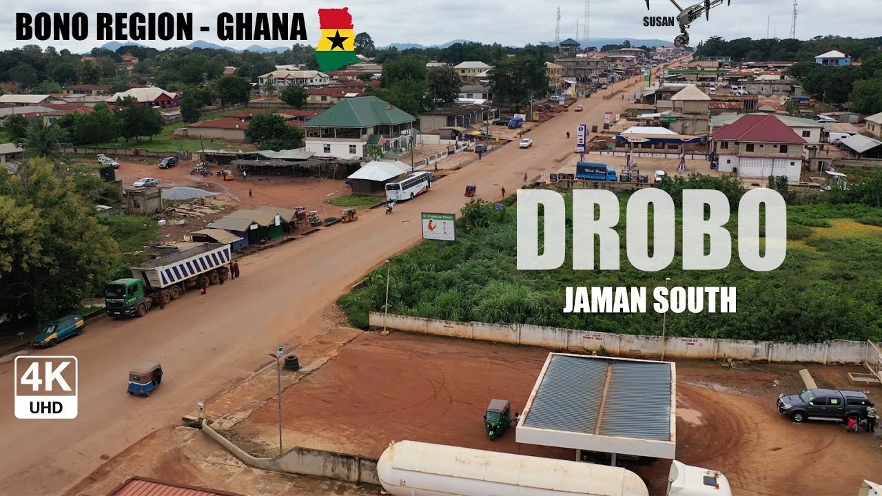 Drobo Jaman Aerial view in the Bono Region of Ghana 4K