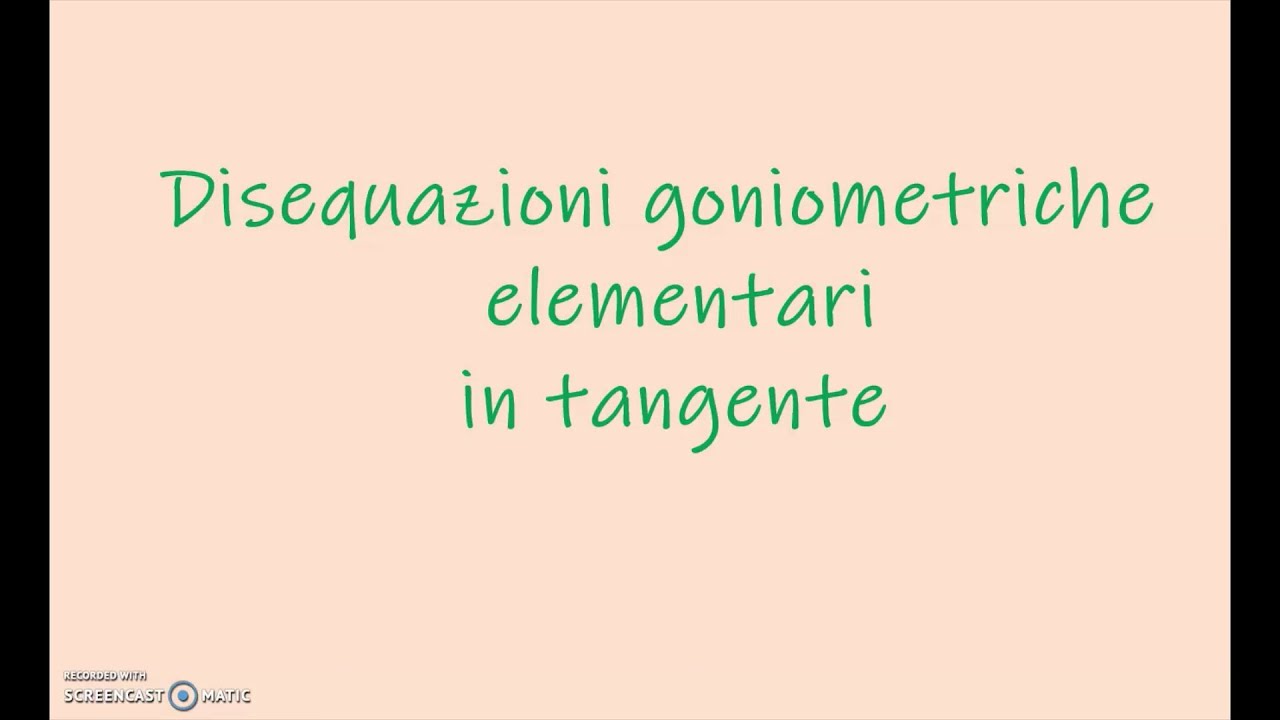 Goniometria 51 Disequazioni goniometriche elementari in tangente