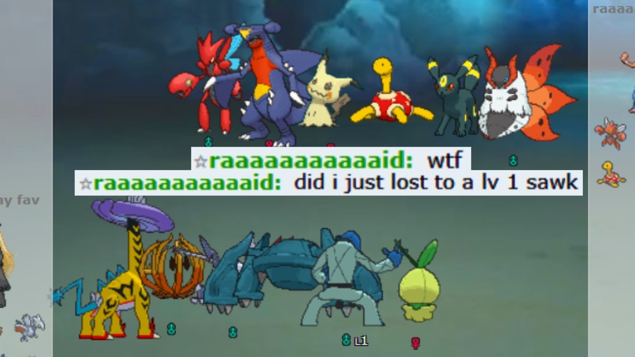 LEVEL 1 SAWK MADE SURE THEY DONT WIN ON POKEMON SHOWDOWN!!