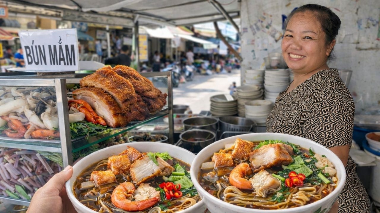 Tiệm bún mắm miền Tây ở Sài Gòn có con tôm màu cam đang gây tranh luận mạnh