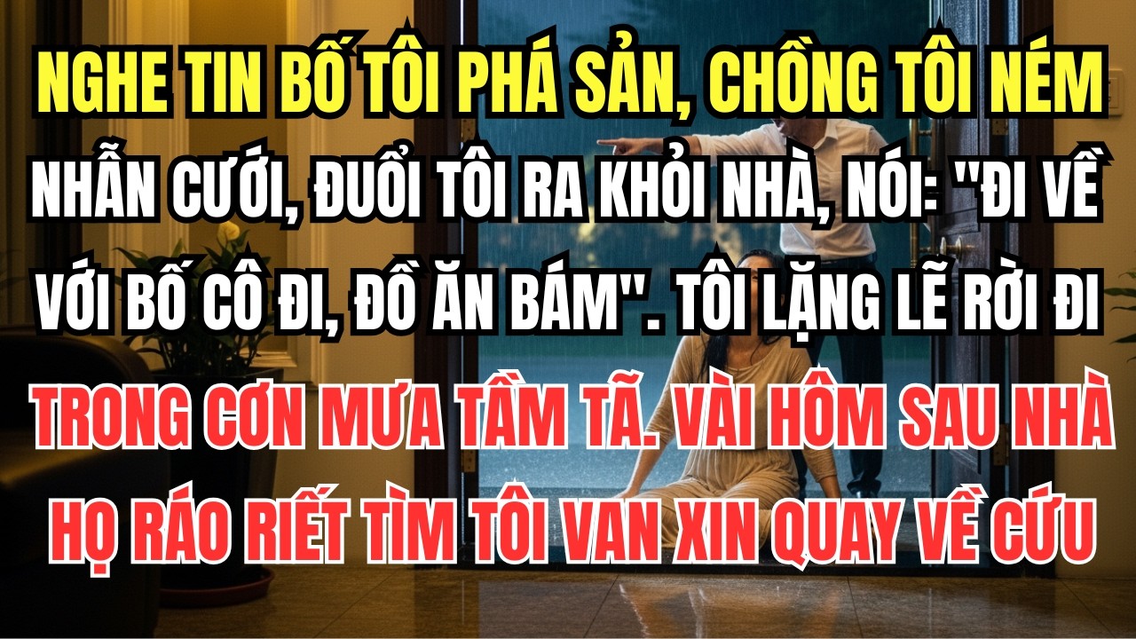 Nghe Tin Bố Tôi Phá Sản, Chồng Tôi Ném Nhẫn Cưới, Đuổi Tôi Ra Khỏi Nhà, Nói: 