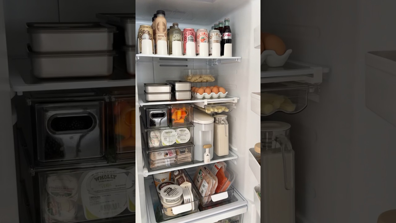 Let&rsquo;s restock the fridge 🥚🤍🥓 #fridge #organizedhome #fridgeorganization #amazonfinds #amazon