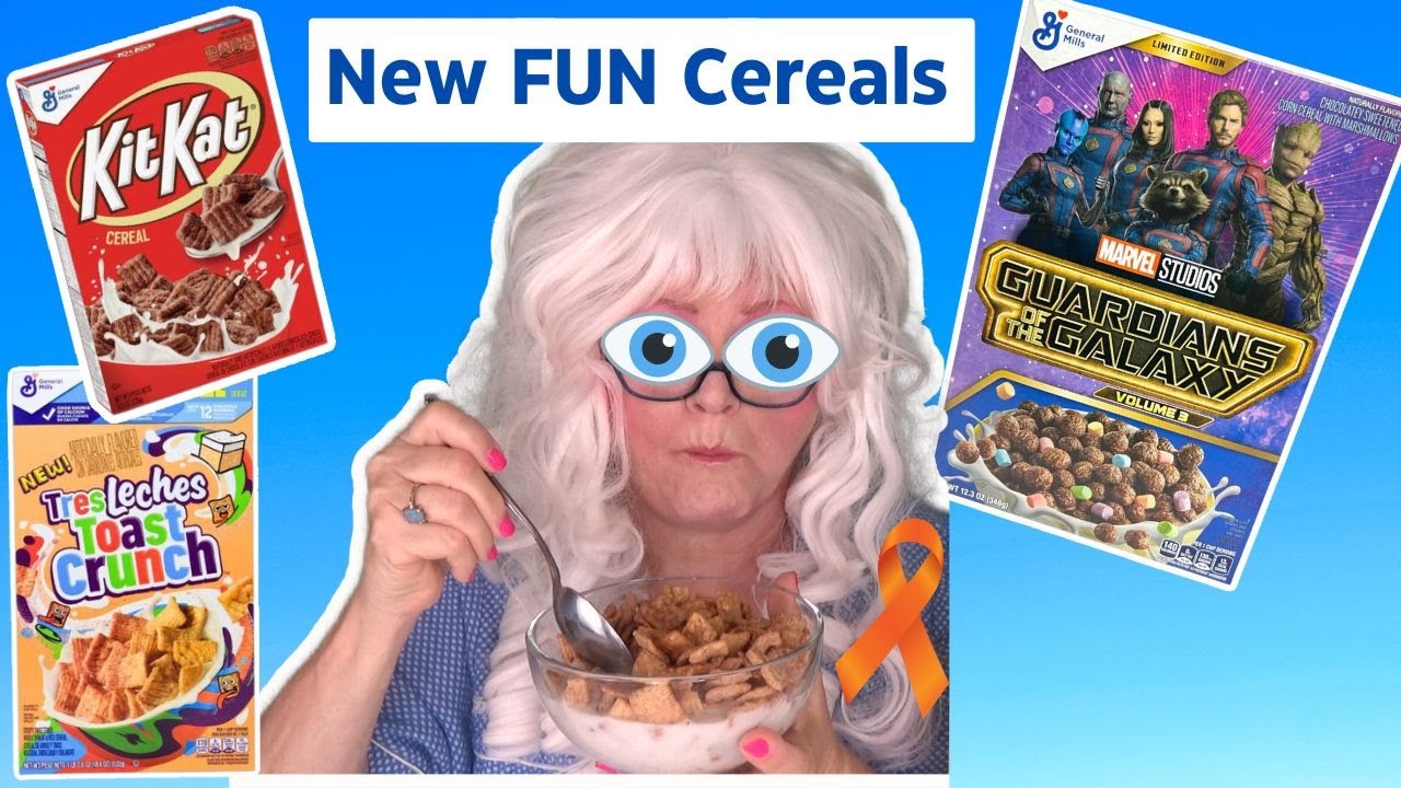 Granny McDonald's Fun Cereal Taste Test Guardians Kit Kat and Tres Leches Toast Crunch!
