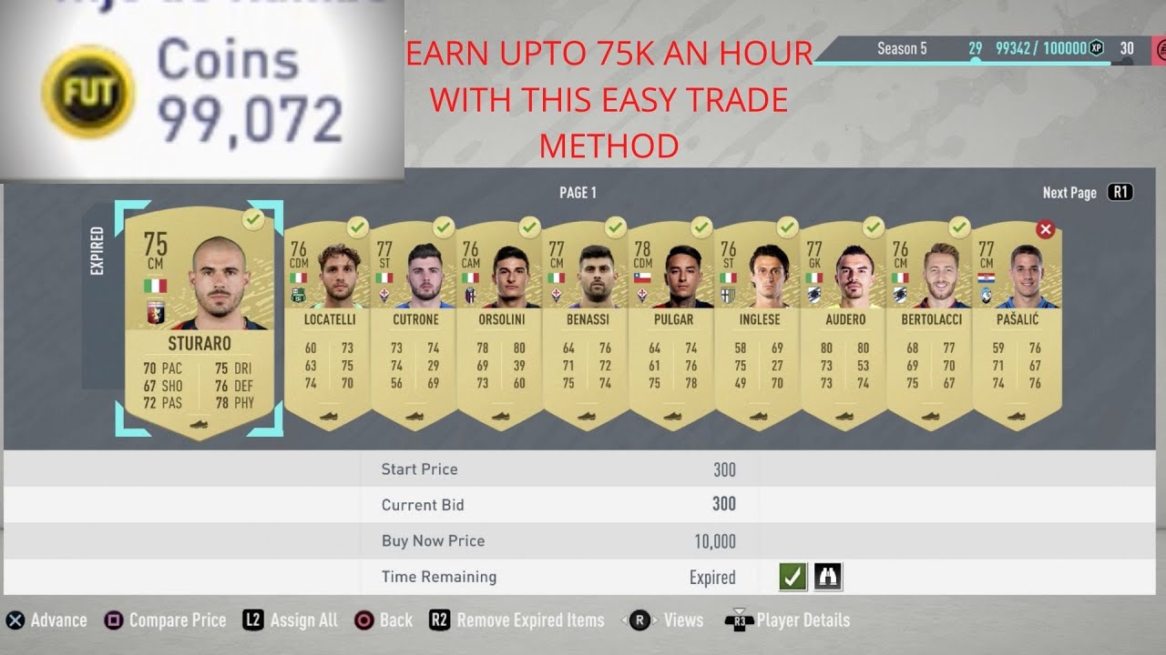 MAKING COINS ON FIFA 20 | LOW BUDGET FIFA 20 TRADING METHOD | MASS BIDDING ON SERIE A PLAYERS