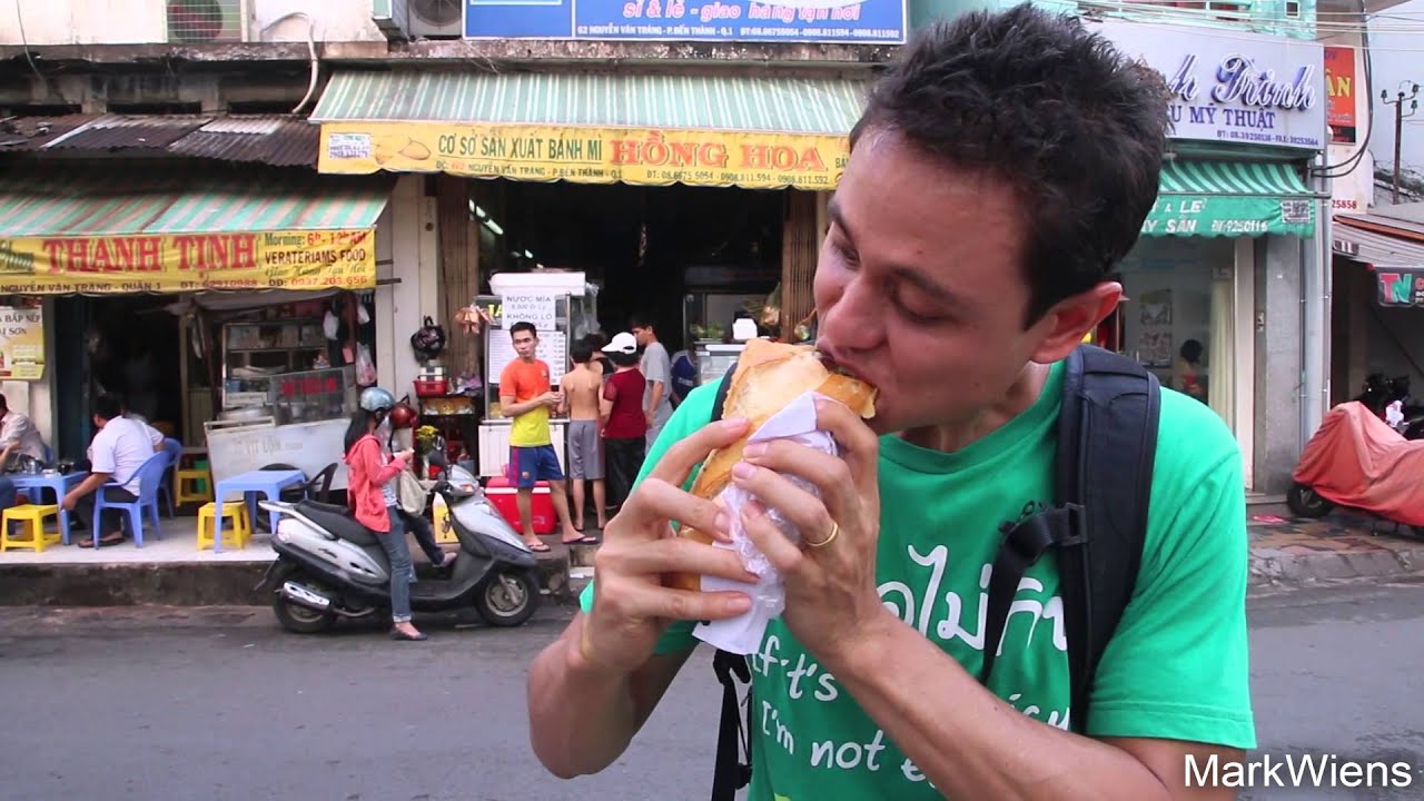 Banh Mi Sandwich at Bánh Mì Hồng Hoa - Amazing Vietnamese Street Food in Saigon, Vietnam!