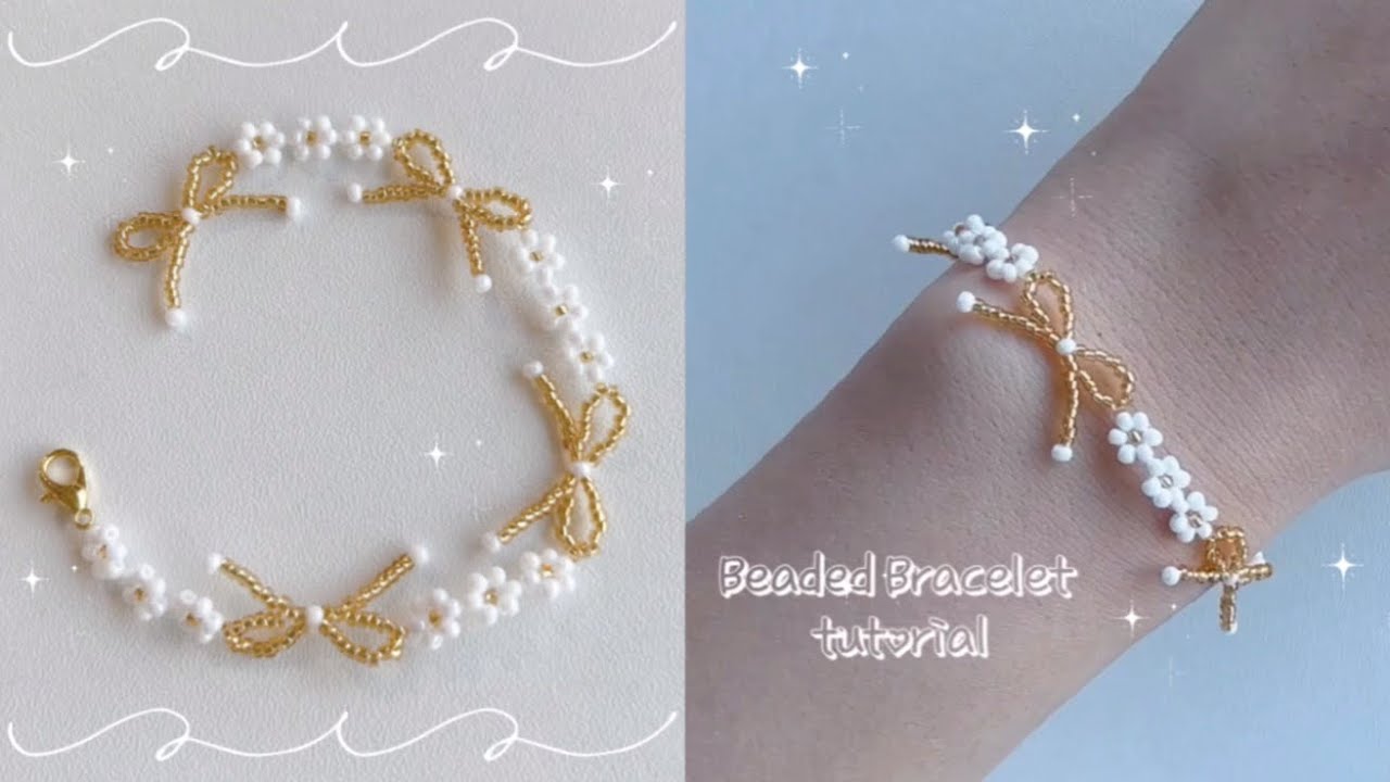 비즈 리본 팔찌 만들기(how to make a Bow/Ribbon Bracelet with beads)