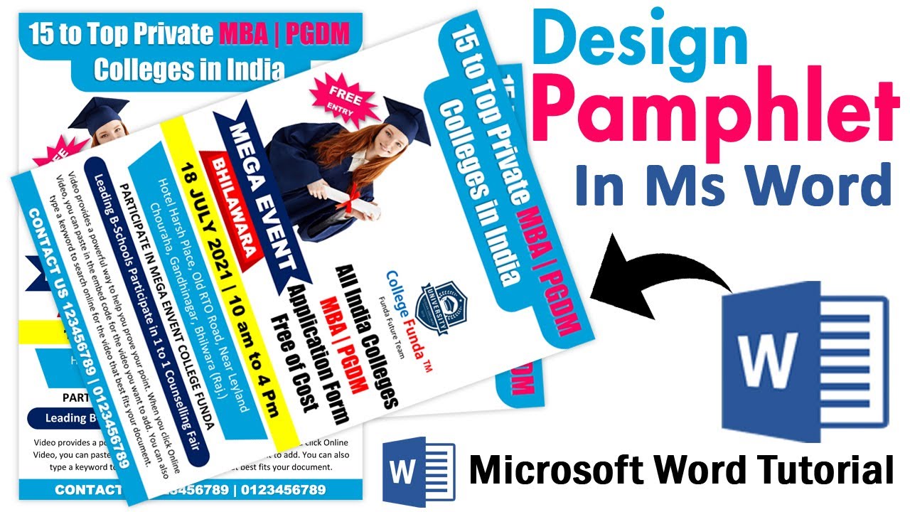 How to Make Colorful Printable A4 Size Pamphlet Design in Microsoft Office Word Tutorial || Ms word
