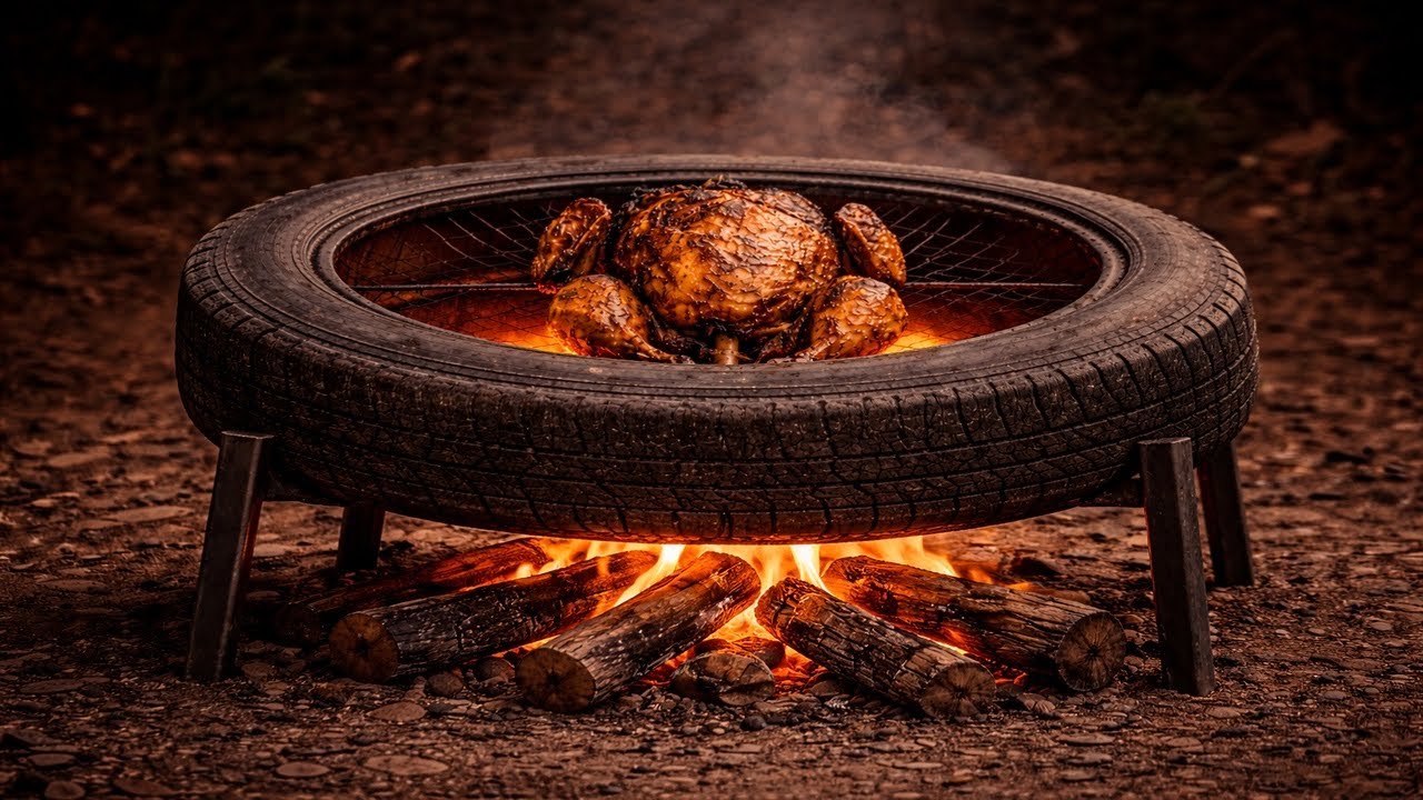 Most Unusual Tandoor Ever: Tire Chicken Roast | ASMR 