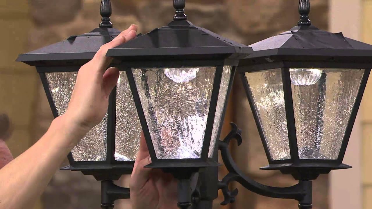 Energizer Solar 3-Head Lamp Post w/ Detachable Planter with Carolyn Gracie