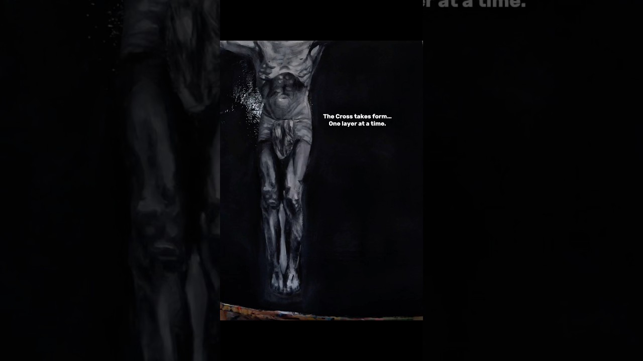 The first strokes of Jesus on the Cross. Journey with me until this painting unfolds.