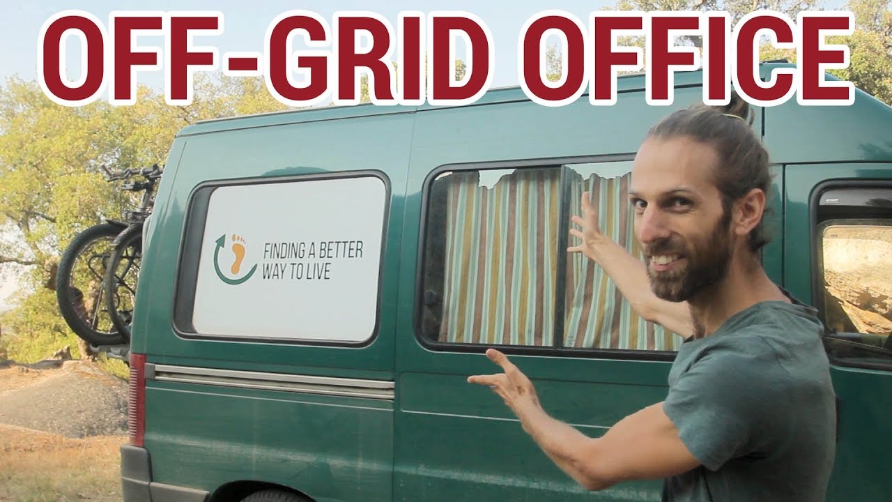 Van life: Our off-grid office with solar panels.