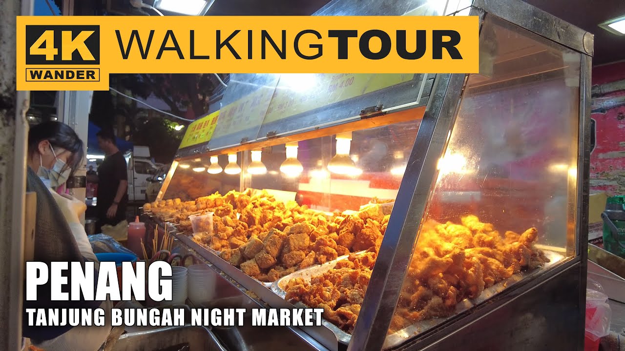 Tanjung Bungah Night Market Walking Tour in Penang, Malaysia (4K 60fps)