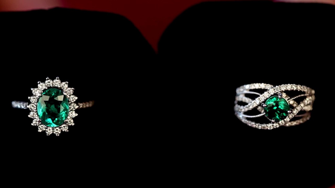Colombian Emerald Rings on a Dark Background