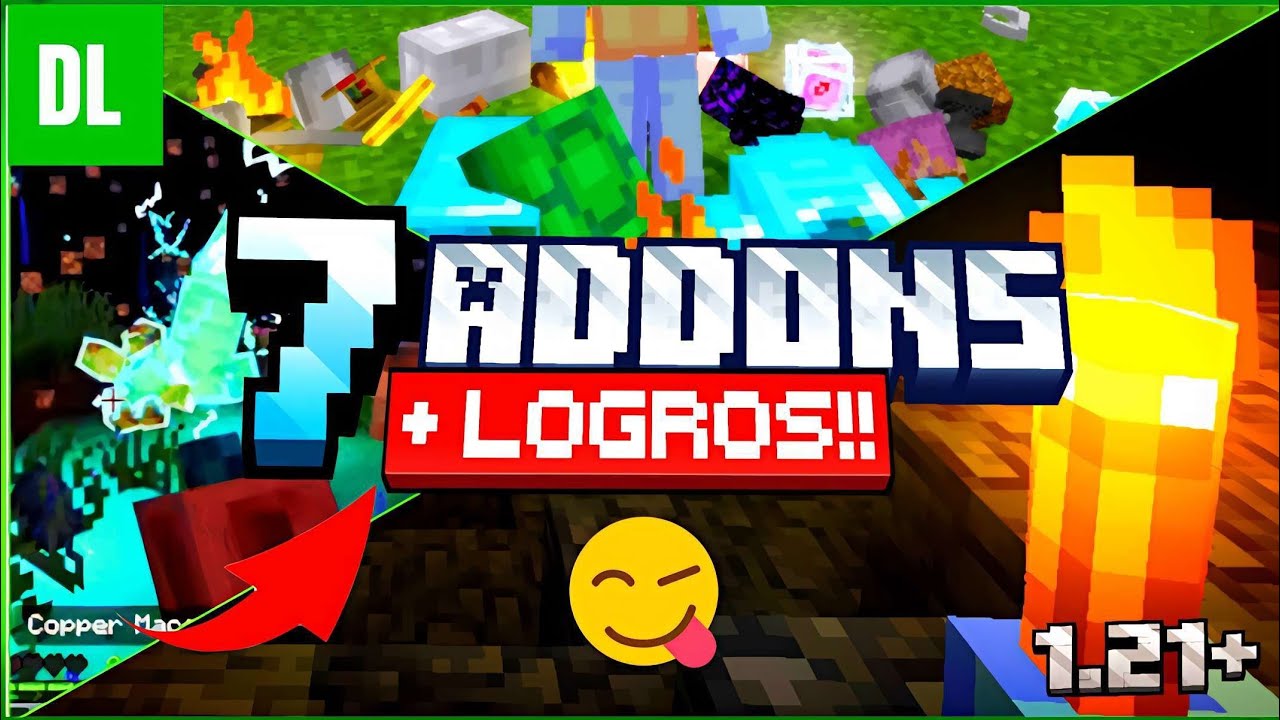 🟢 7 Addons BRUTALES que NO quitan logros  | Minecraft Bedrock 1.21.x
